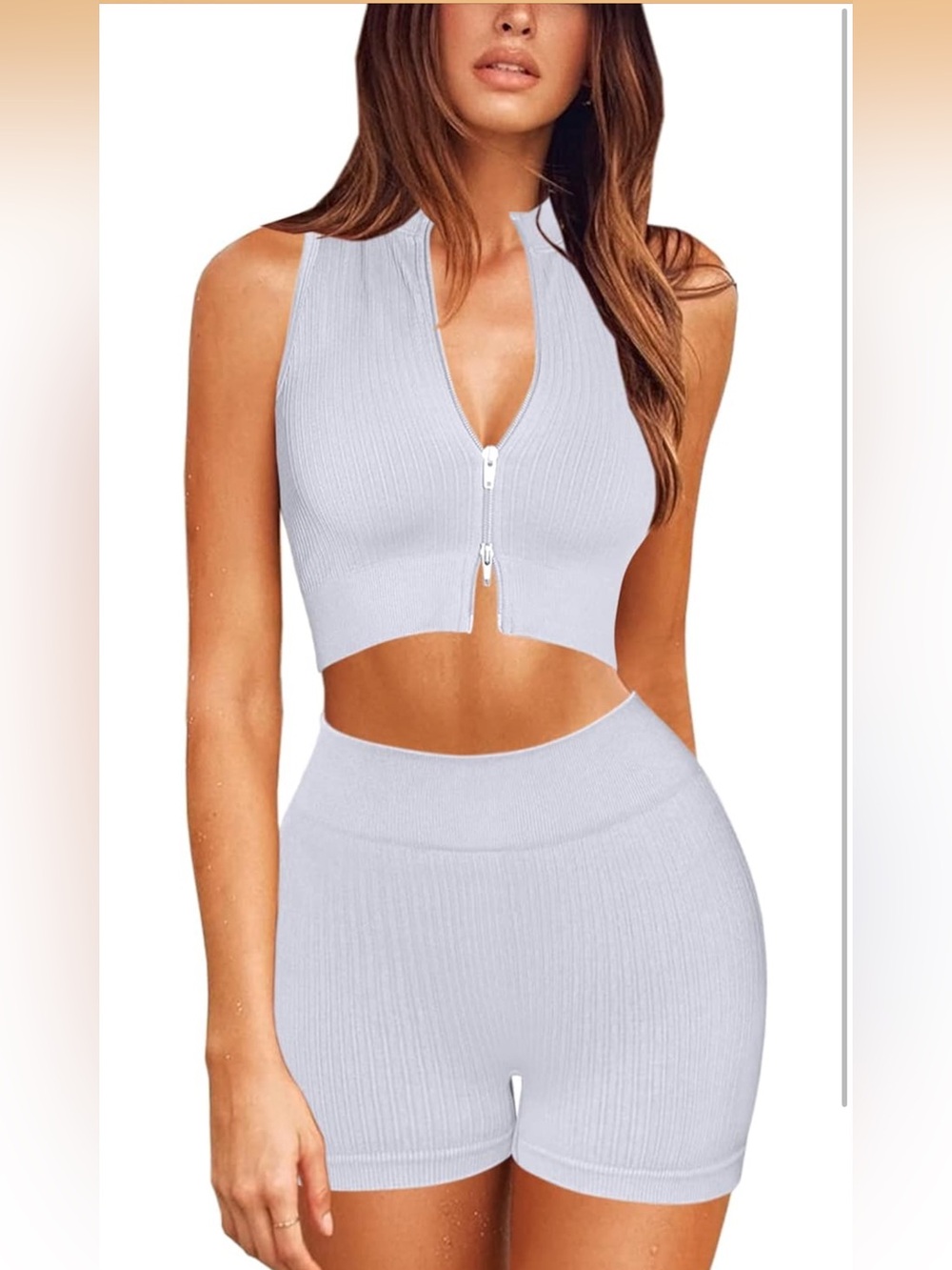 QINSEN Yoga Ribbed 2 Piece Outfit